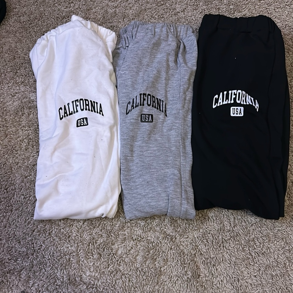 3pc/Set Tween Girls Solid Color Fleece Lined Sweatpants